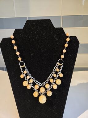 Chan Luu Women's Yellow - Cream Stone Beaded Multi-Chain Statement Necklace